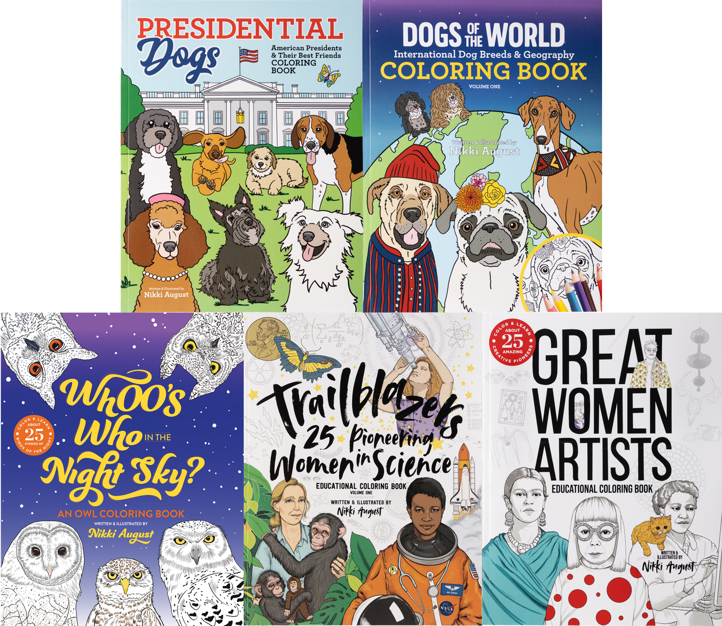 Complete collection of Nikki August Educational Coloring Books