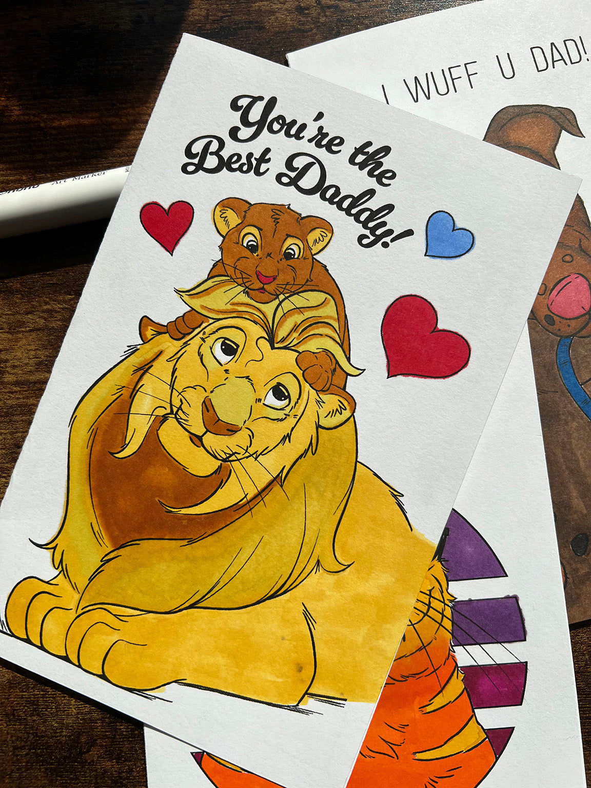 Printable Lion and Cub Father's Day Card - Digital Download