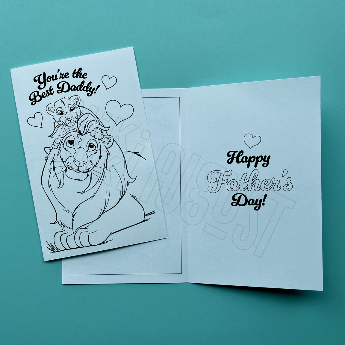 Printable Lion and Cub Father's Day Card - Digital Download