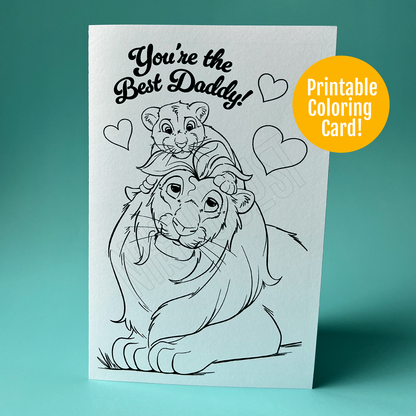 Printable Lion and Cub Father's Day Card - Digital Download