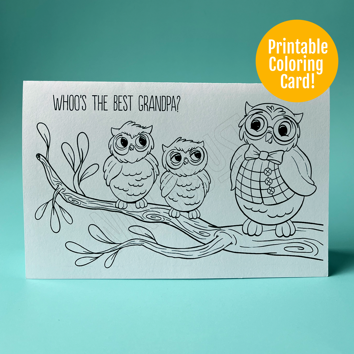 Printable Owl Grandpa Father's Day Card - Digital Download