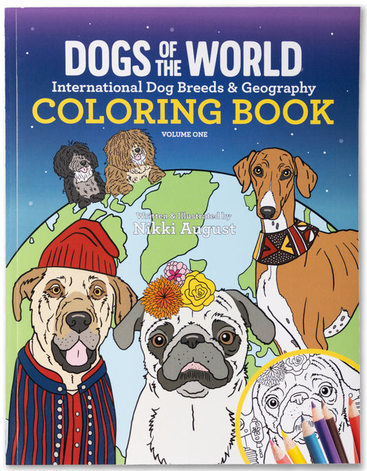 Dogs of the world educational coloring book. Dog Breeds and Geography Coloring Book