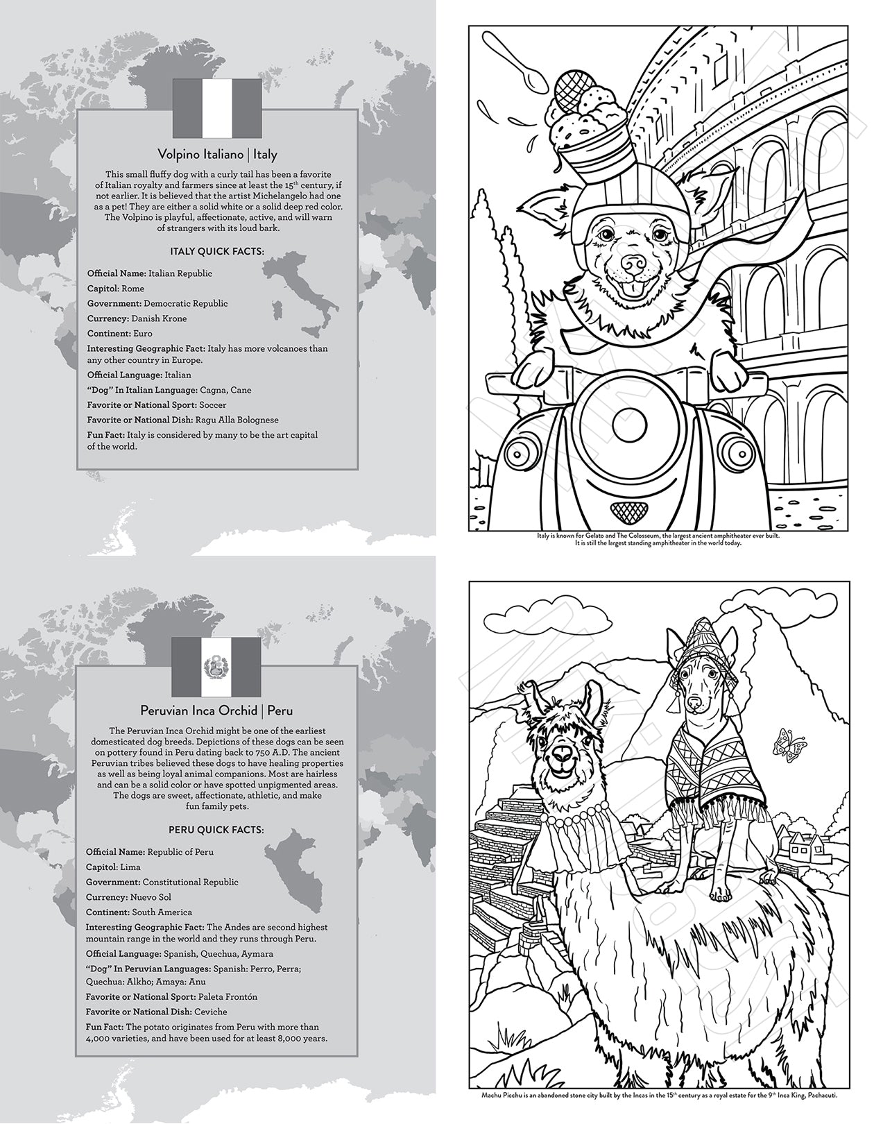 Dogs of the World Educational Coloring Book
