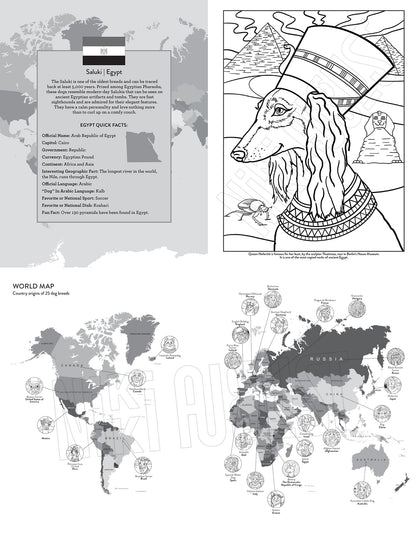 Dogs of the World Educational Coloring Book