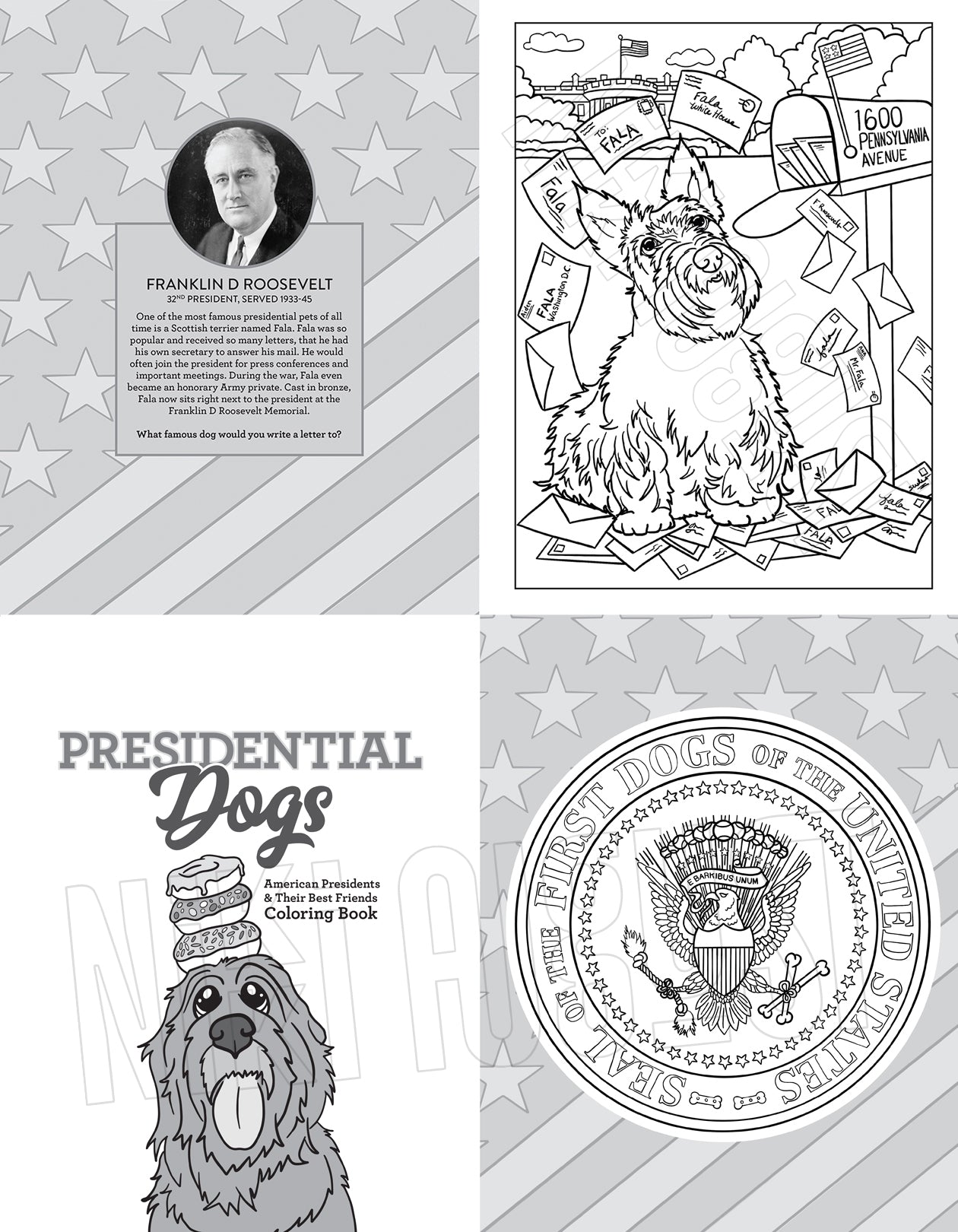 Presidential Dogs Educational Coloring Book